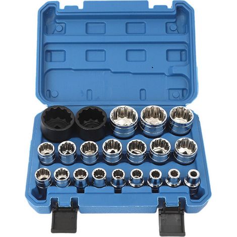 Bussole Torx zigrinate a 12 punte con cricchetto – Set di 21 bussole (0,315–1,417 pollici), acciaio temprato, alta precisione