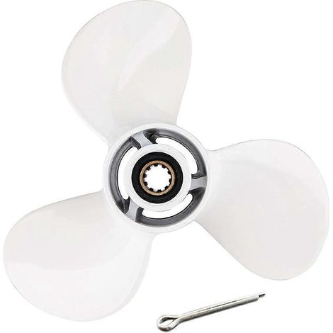 Convient aux moteurs hors-bord Yamaha 20 HP, 25 HP, 9 7/8 x 10 1/2 avec hélice, 20, 25, 30 hélices, 3 pales, 10 pièces de moteur à arbre cannelé. (1/5)