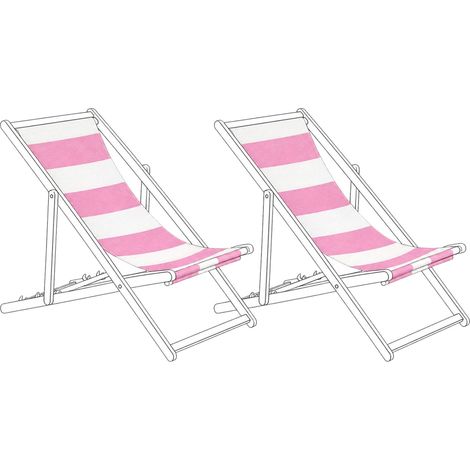 Set di 2 teli di ricambio per lettino da sole con motivo a righe rosa Anzio / Avellino