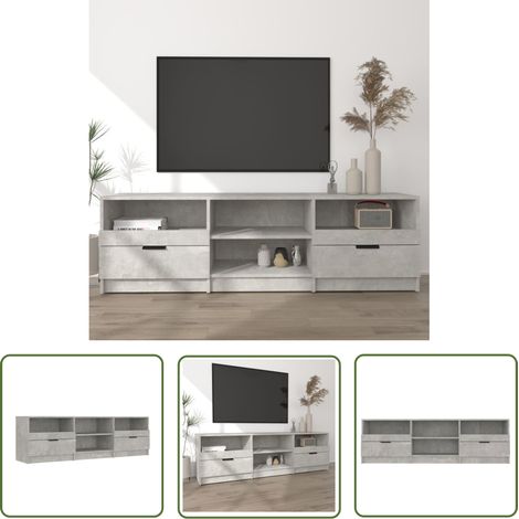 SKM Meuble TV Gris béton 150x33,5x45 cm Bois d'ingénierie (1/5)