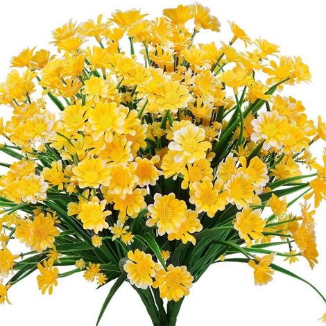 Fleur Artificielle - Marguerite - Plastique UV Résistant - Décoration Intérieure Extérieure - Fenêtre Balcon Jardin - Lot de 4 (1/5)