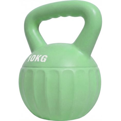 Kettlebell de 6 kg lesté de sable, idéal pour les débutants, musculation à domicile, 21 x 21 x 27 cm, vert (1/5)