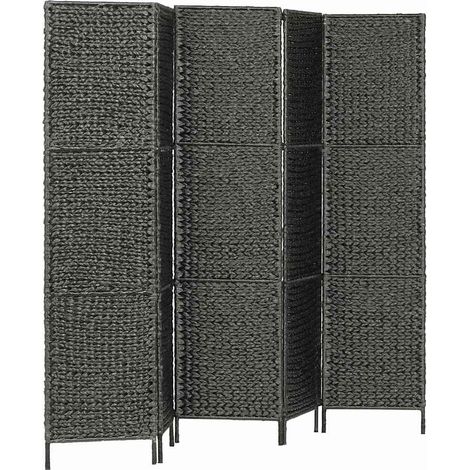 Paravent Cloison de séparation 5 panneaux, Pour Jardin, Balcon, Terrasse Noir 193x160 cm Jacinthe d'eau OIB1487E (1/5)