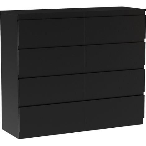 Denver 8 Drawer Chest of Drawers Bedroom Storage Furniture, Black