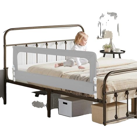 Barrière de lit, hauteur réglable, design pliable, GRIS (1/2)