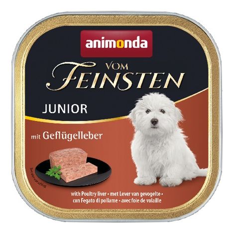Animonda Dog  Vom Feinsten Junior  Alimento Moka para cachorros - Bandeja de 150 g - Hígado de ave 150 g