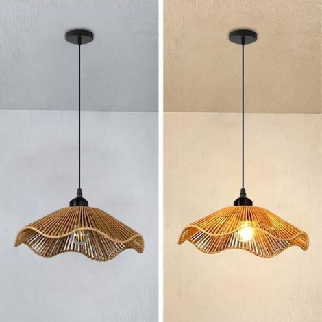 Suspension Tressée En Rotin Ø30 cm, Luminaire Bohème Style Farmhouse, Lampe Panier Suspendue Réglable, Pour Cuisine, Chambre, Salle (1/4)