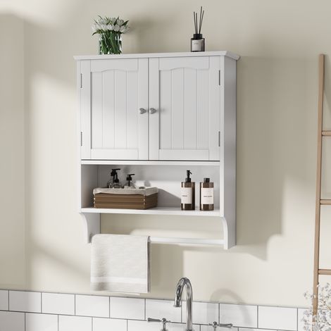 Badezimmerschrank wandmontiert aufbewahrung MDF Weiß OKMYHOME (1/5)
