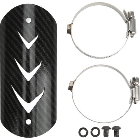 Protecteur de pot d'échappement en acier inoxydable style fibre de carbone, écran thermique universel pour moto (1/5)
