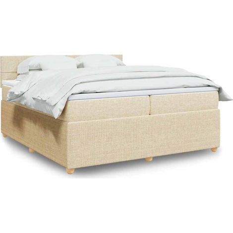Boxspringbett mit Matratze Creme 200x200 cm Stoff
