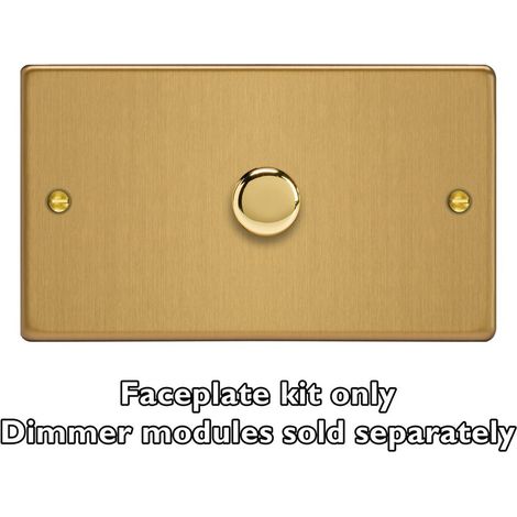 Varilight 1-Gang Matrix Kit for Rotary Dimmers Twin Plate Brushed Brass