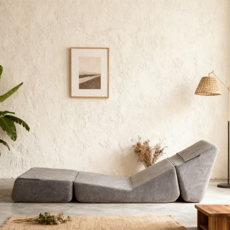Divano singolo trasformabile - Fodera per poltrona - Tre modalità di utilizzo: puoi sederti o sdraiarti. - Grigio (1/5)