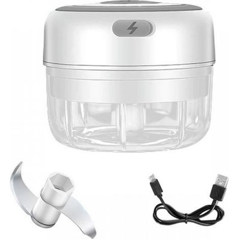 Hachoir Électrique - 100 ml - USB Rechargeable - Pour Ail Gingembre Chili Viande Légumes - 30 W - Acier Inoxydable 304 - 1 Pièce (1/4)