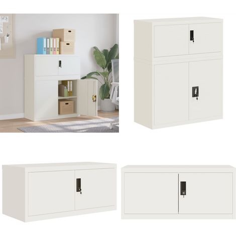 Aktenschrank Weiß 90x40x110 cm Stahl - Schrank - Büroorganisation (1/5)