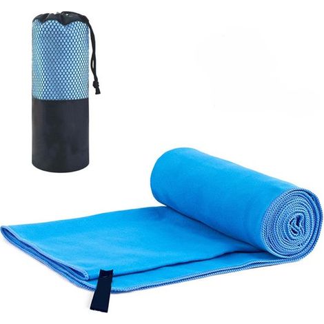 Serviette de sport en microfibre ultra-légère – 40 x 80 cm – Séchage rapide – Idéale plage, voyage, sauna, randonnée, natation, fitness et yoga – Bleue (1/5)