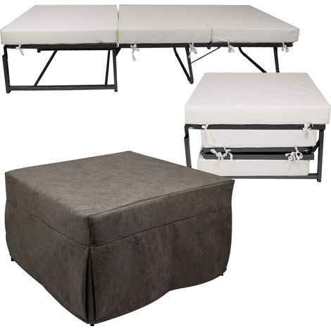 Pouf Letto Brandina con Materasso Pieghevole 78x78x47 cm Avalli Contract Marrone (1/5)