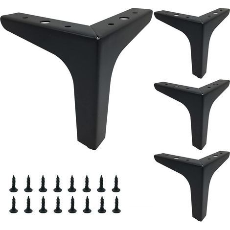 4 Pieds de Table triangulaires Noirs de 13 cm, Pieds de Meubles en métal Bricolage, adaptés pour Meuble, canapé, Table Basse, Meuble TV et Autres Pieds de Meubles (1/5)