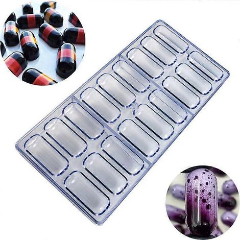 Moule à capsules rectangulaires à 18 cavités, adapté aux bonbons et aux chocolats. (1/3)