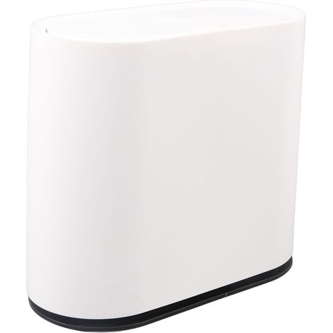 Poubelle en plastique avec couvercle à pression, grande poubelle blanche pour salle de bain, chambre, cuisine ou bureau (1/5)
