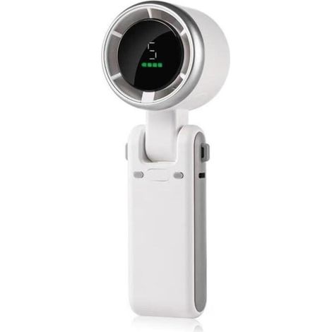 Este mini ventilador portátil cabe fácilmente en un bolsillo, se puede colocar sobre un escritorio o llevar colgado del cuello. (Blanco) (1/4)