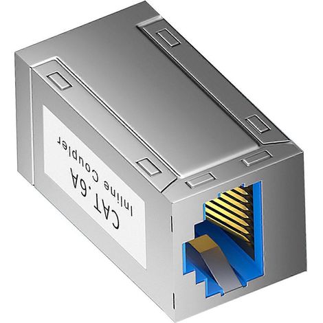 Coupleur réseau blindé Cat6A/Cat7 RJ45, adaptateur haut débit 10 Gbit/s avec protection EMI, boîtier métallique, disponible en plusieurs couleurs. (1/5)