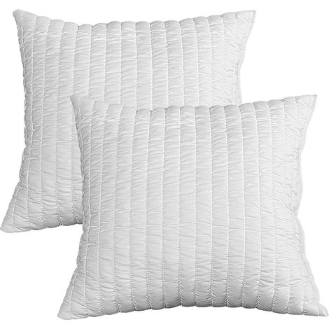 EVERGREENWEB - Coppia Cuscini Memory Foam 40x40 h 12 cm da Letto o Arredo Divano Decorativi, Imbottitura 100% Fiocco Effetto Piuma Traspiranti Federa Bianca, 2 Guanciali per Dolori Cervicali, OFFERTA (1/4)
