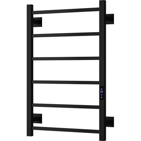Reina Velino Electric Heated Towel Rail 800mm H x 500mm W - Matt Black (1/4)