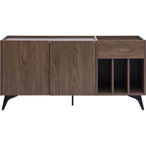 Buffet di conservazione vinili in legno scuro finitura noce e metallo nero L140 cm SEDA