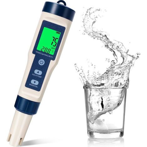 Digitales 5-in-1-pH-Meter mit LCD-Beleuchtung, wasserdicht und für Schwimmbäder geeignet. (1/5)