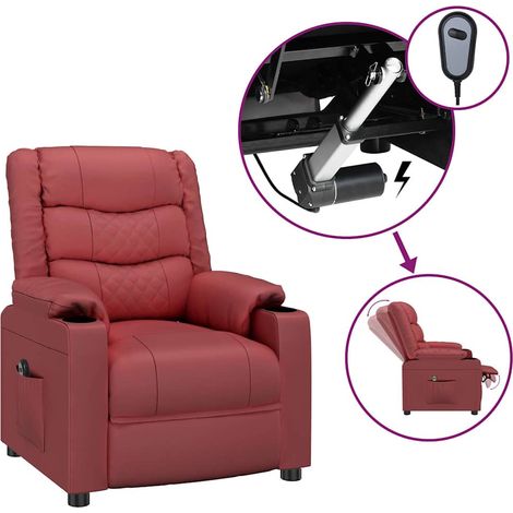 Maison Exclusive - Poltrona Reclinabile Elettrica Rosso Vino in Similpelle (1/5)