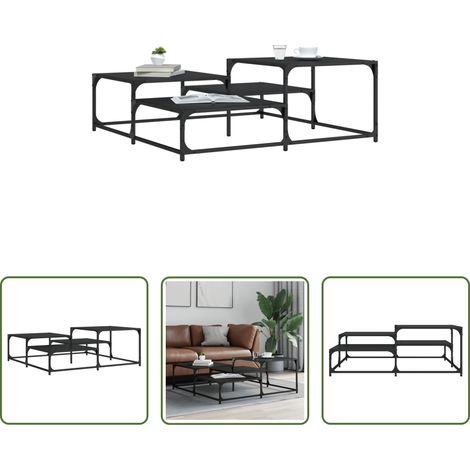 Table basse noire - Table basse noir 107x107x40 cm bois d'ingénierie (1/5)
