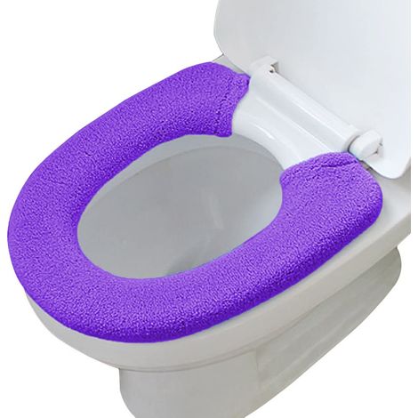 Housse de siège de toilette avec boutons-pression, extensible et lavable, en tissu fibreux. Installation et nettoyage faciles. (1/4)