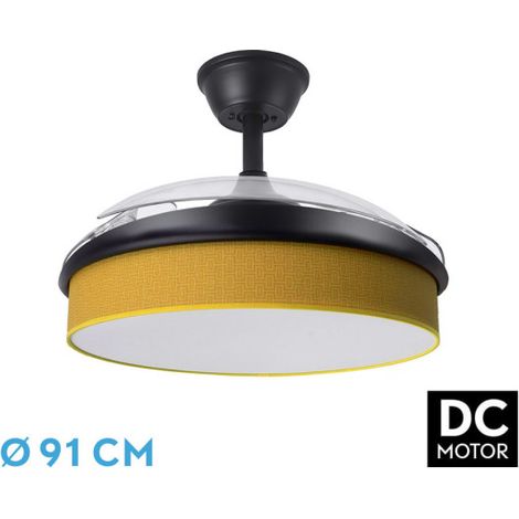 Ventilador Dc Moda 72w Negro/amarillo 91d 3aspas 7200lm 3000-4000-6000k Remoto+ Memoria+ Temporizador (1/3)