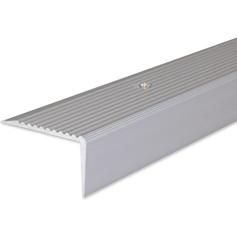 Treppenkante / Treppenkantenprofil / Winkelprofil (Größe 20 mm x 40 mm) aus Aluminium eloxiert, gebohrt von Auer Metall -silber-800 (1/5)