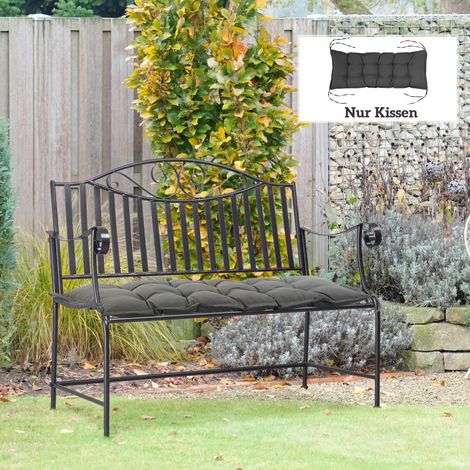 Cuscino per sedia 100x40 cm, cuscino con lacci, spessore 10 cm, imbottitura, grigio scuro