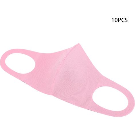 Lot de 10 masques buccaux réutilisables pour enfants, anti-poussière, anti-UV et respirants, rose (1/5)