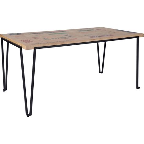 Table indus rectangulaire en bois recyclé et pied métal L160 - DEMETER (1/5)