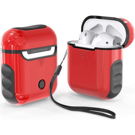 Harte Silikonhülle für AirPods 1/2, rot/schwarz (1/5)