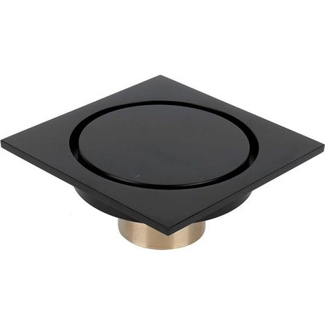 Scarico a pavimento quadrato per doccia, scarico a pavimento per bagno da 10 cm con coperchio rotondo rimovibile per cucina, hotel, bagno -Crezuo