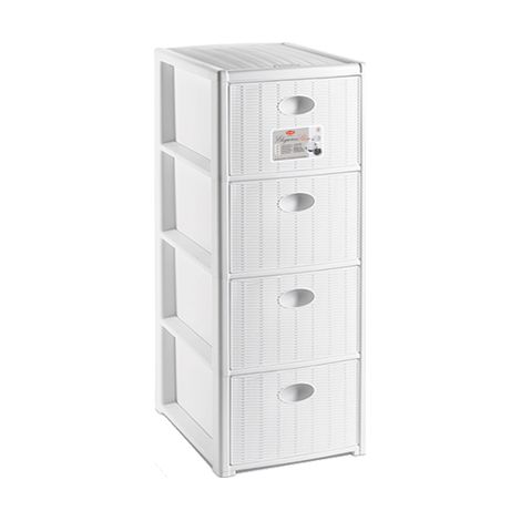 Schmale Kommode Elegance in Weiß mit 4 praktischen Schubladen, 30x40x80 h