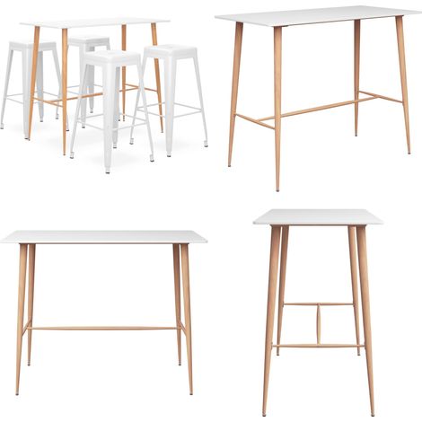 Ensemble de bar 5 pcs Blanc - Ensemble De Bar - Meuble De Salle À Manger - Table De Bar - Tabouret De Bar - Mobilier Moderne - Home & Living (1/5)