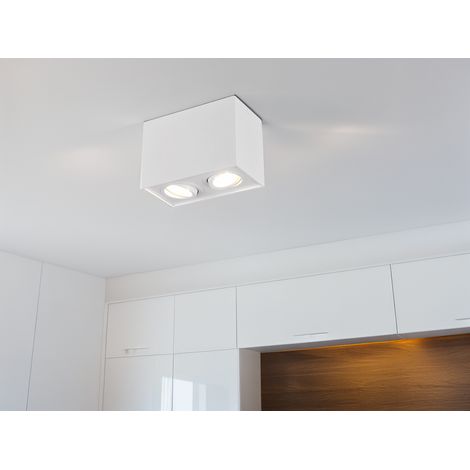 LED Deckenstrahler eckig 2-flammig Weiß, Breite 17cm (1/5)