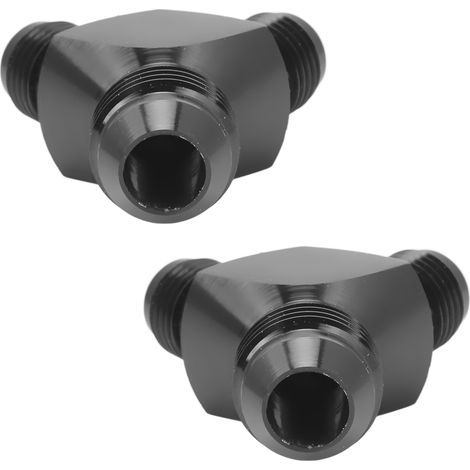 Adaptateur en Y 2 pièces AN8 vers 2x AN6, raccord noir anodisé étanche, universel pour durite de carburant (1/5)
