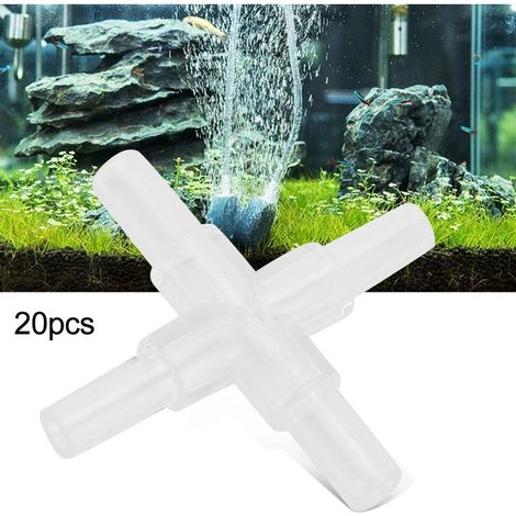 Raccords de Tuyau d'Aquarium Connecteurs en Cristal 4 Voies pour Pompe à Air - Lot de 20- (1/5)