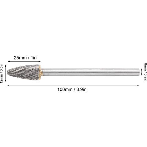 Lime rotative en carbure de tungstène à queue de 6 mm, type F : 61225100 (1/5)