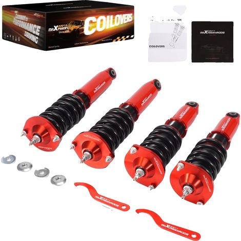 Kit de suspensión coilover, acero de alto carbono, amortiguación ajustable en 24 niveles, compatible con Mazda Miata MX5, altura ajustable, rigidez del muelle delantero de 8 kg/mm. (1/5)