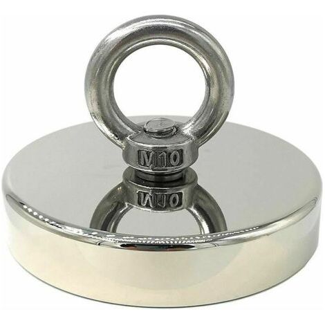 Aimant Néodyme Super Puissant 300kg Idéal pour la Pêche Magnétique Ø 90mm avec Boucle Métal Néodyme (1/5)