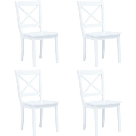 Juego de 4 sillas de cocina comedor de diseño clásico madera maciza de caucho blanco CDS021227 (1/5)