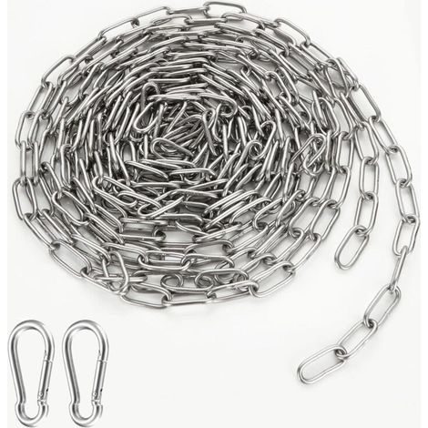 Chaine Acier Inoxydable - 6 M Longueur - 3 Mm Diametre - Pour Cloture Jardin Extérieur Chien - Charge Max 80 Kg - 1 Piece (1/5)