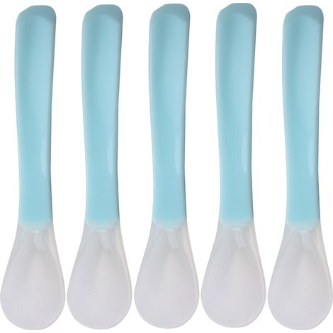 Cuillère Bébé Silicone - Pour Première Phase Alimentation Solide - Manche Allongé Ergonomique - Sans BPA - Lot de 2 (1/5)
